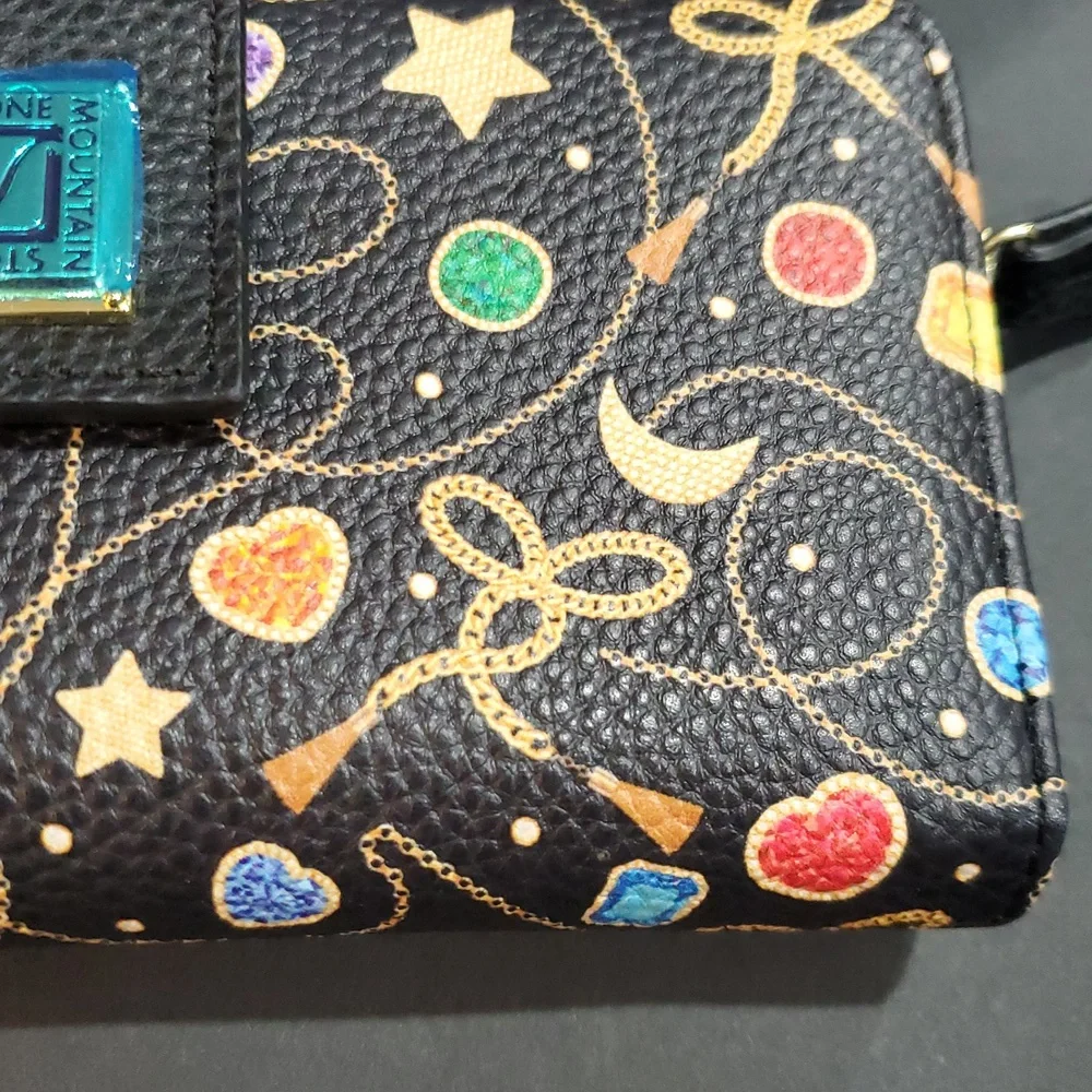 Stone Mountain black festive gold chain multi zip around‎ wallet
